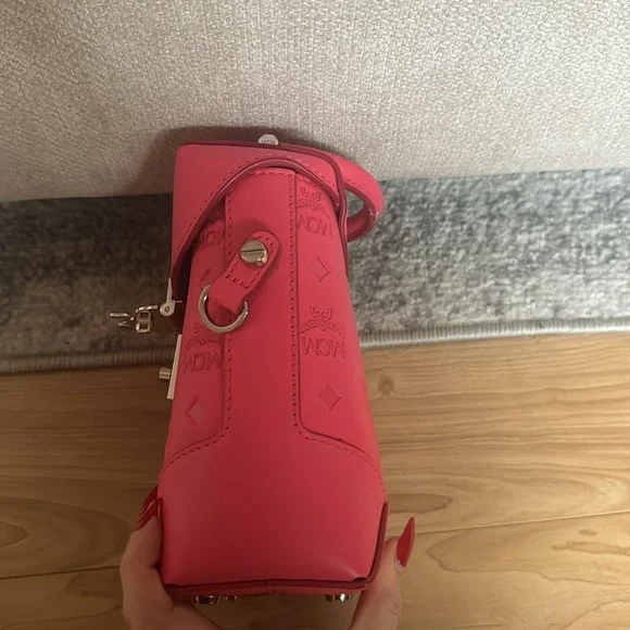 MCM  Calfskin Ottomar Monogram Mini Soft Berlin Crossbody Teaberry - Picture 5 of 7